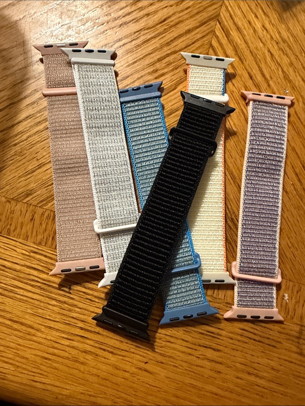6-Neutral and Pastel Nylon Velcro Watch Band Set compatible with Apple Watch